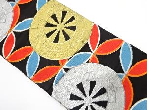 アンティーク　源氏車に七宝模様織り出し袋帯（着用可）